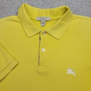 Burberry Brit Polo Shirt Mens Small Yellow Short Sleeve Embroidered Logo Preppy